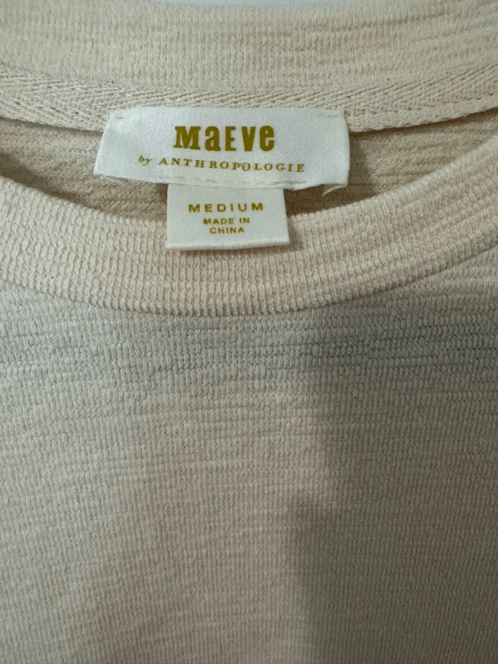 Maeve Anthropologie Textured Puff Sleeve‎ Top Ivory